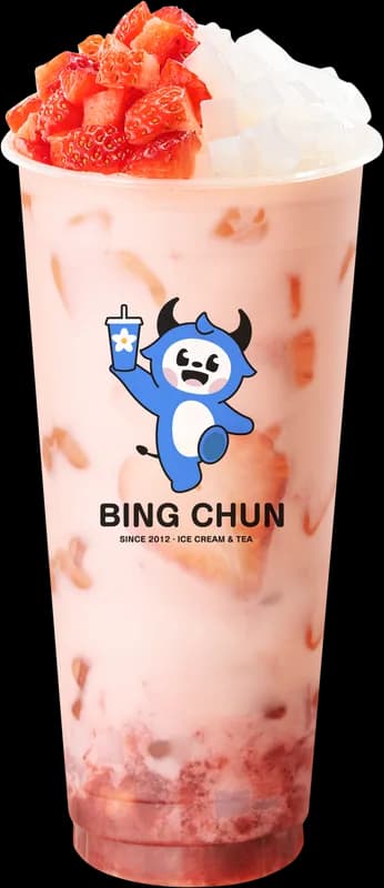Strawberry Bobo Jasmine Milk Tea — bubble tea from Bing Chun Sri Lanka